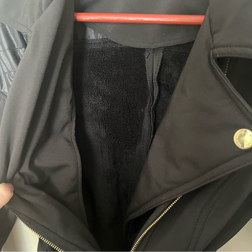 MICHAEL Michael Kors Black lined winter Trench Coat with Gold Accents - Picture 10 of 12